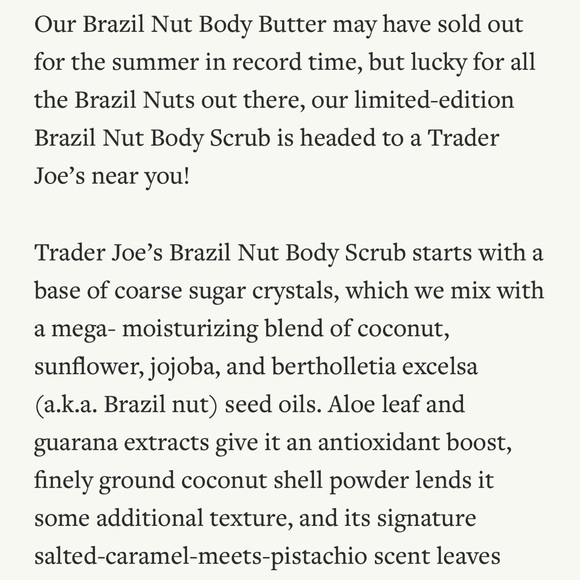 $14❤️‍🔥 Trader Joe’s Brazil Nut Body Scrub ☀️ 🧼 NEW & SEALED - Picture 3 of 4